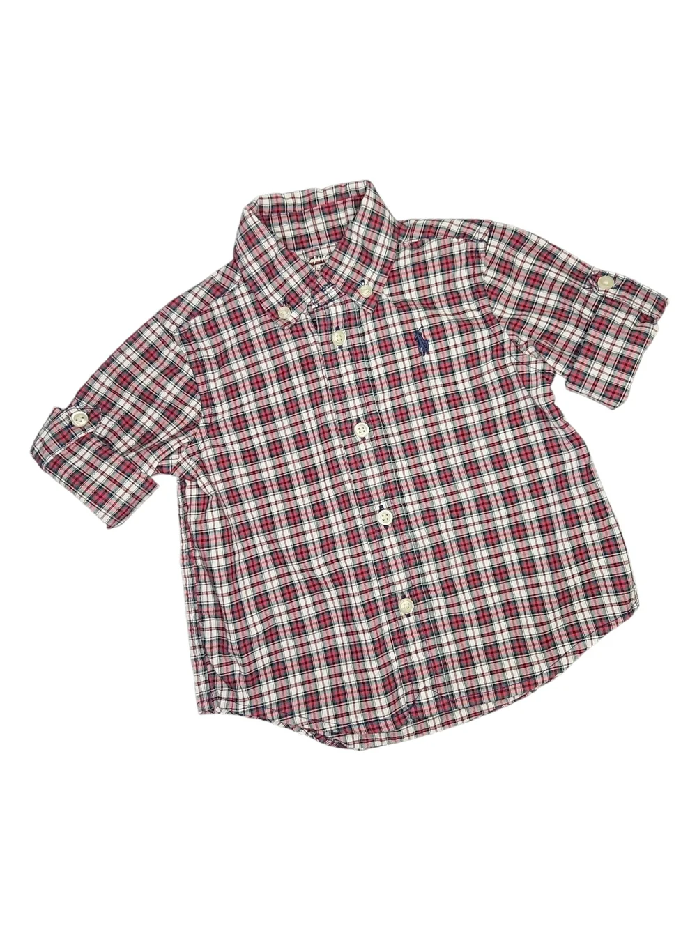 Ralph Lauren Toddler Plaid Button-Down Shirt - Red/White/Green 9 Months